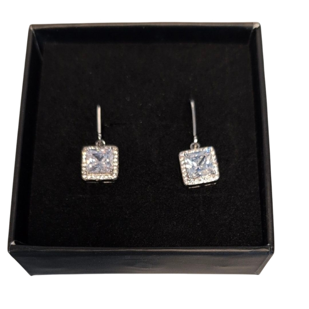 Cate & Chloe Maeve Drop White Gold Plated Cubic Zirconia Earrings